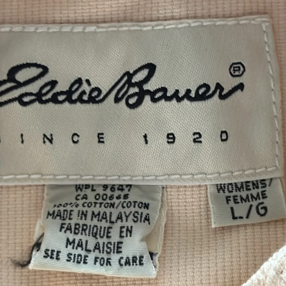 Eddie Bauer Cream‎ Button-Up Jean Jacket 100% cotton Sz LG